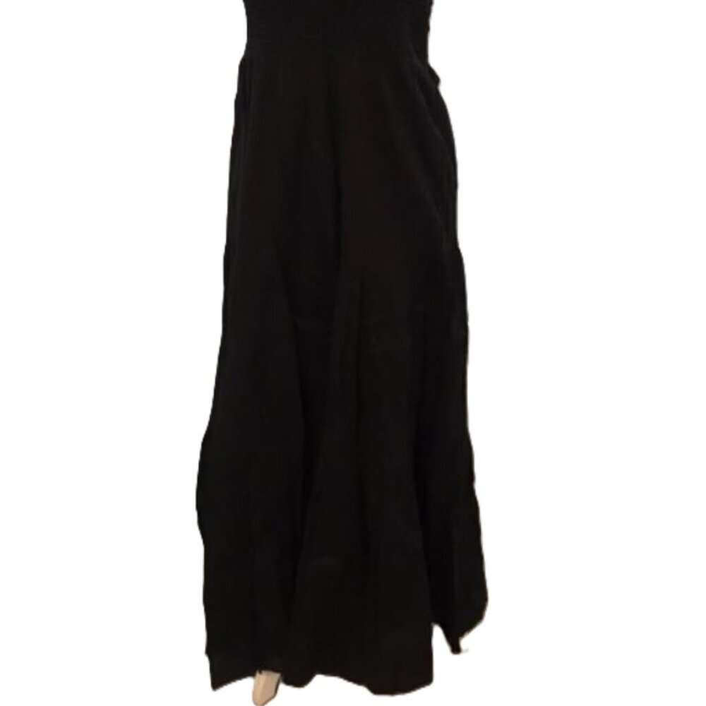 Michael Kors Black Smocked Bandeau Bodice Tiered Layerd Maxi Dress NWT $150 - Picture 3 of 9
